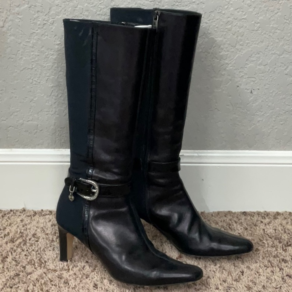 Brighton EUC Black Heeled Boots with Elegant Design, Size 8 - Picture 3 of 4